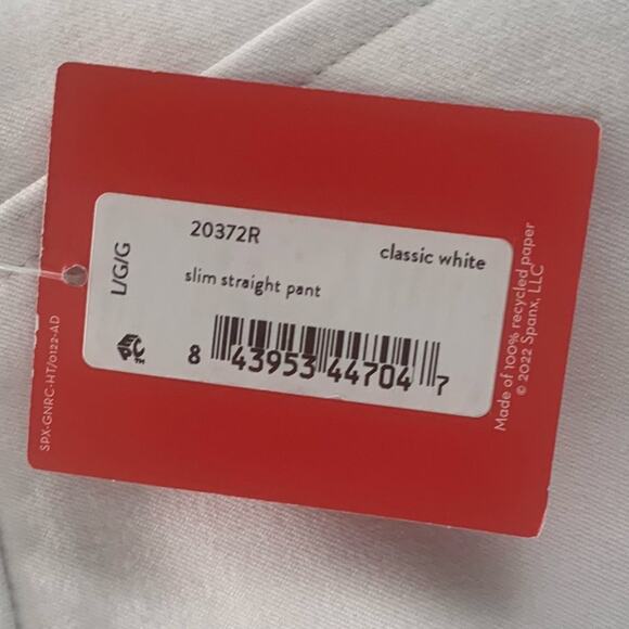 Spanx On-The-Go Slim Straight Pant Classic White Women's NWT  Size: L (Regular) - Picture 14 of 15